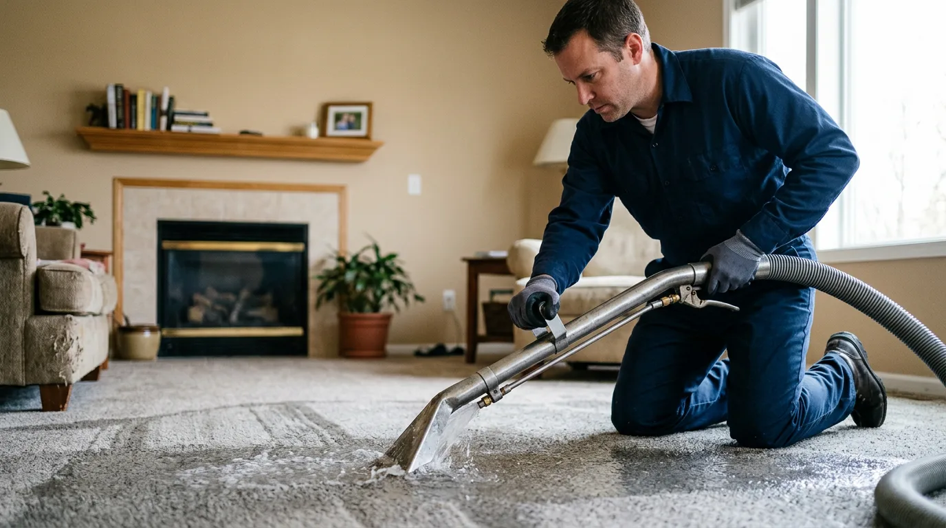 Water damage restoration technician working near Escanaba, MI
